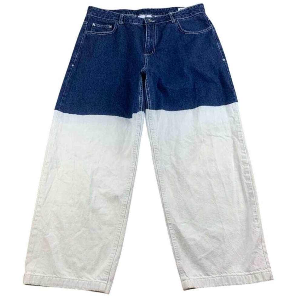 Collusion Jeans Unisex 34x26 Petite x005 Straight Leg Two Tone Blue White Denim